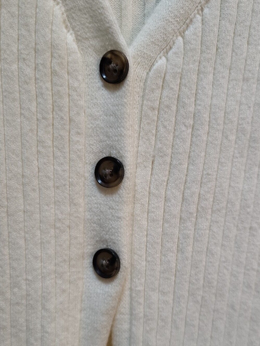 Cream Ribbed Longline Button-Front Sweater / Pant Set - Picture 4 of 7